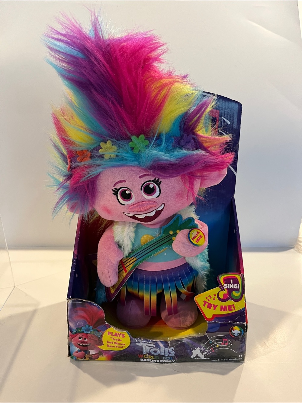 Dreamworks Poppy Plush Doll with Rainbow Hair - Pink, Blue, Yellow, Purple